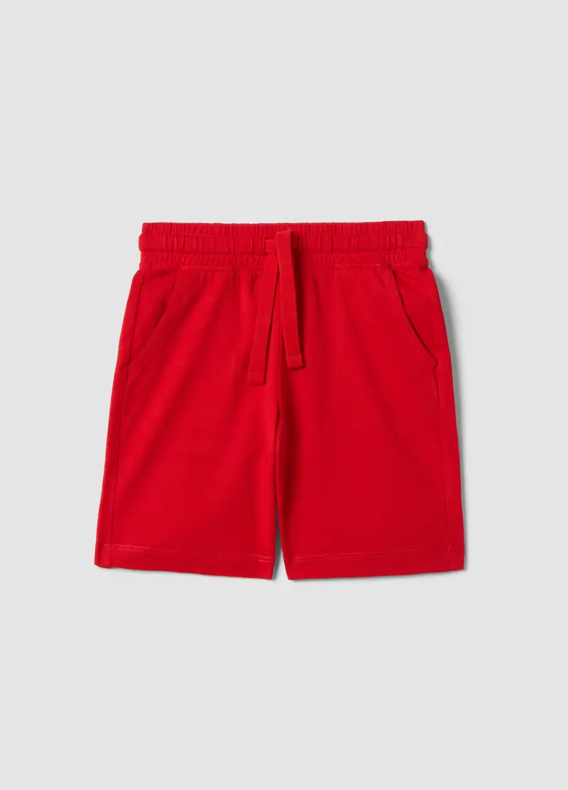 Short In Puro Cotone Rosso Da Bambino Regular Fit, Rosso