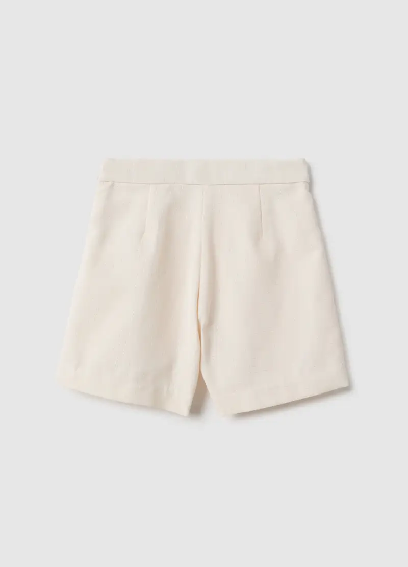 Shorts Beige Wide Leg Da Bambina Con Dettagli Pieghettati, Beige miniatura 2