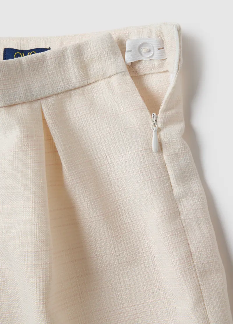 Shorts Beige Wide Leg Da Bambina Con Dettagli Pieghettati, Beige miniatura 3