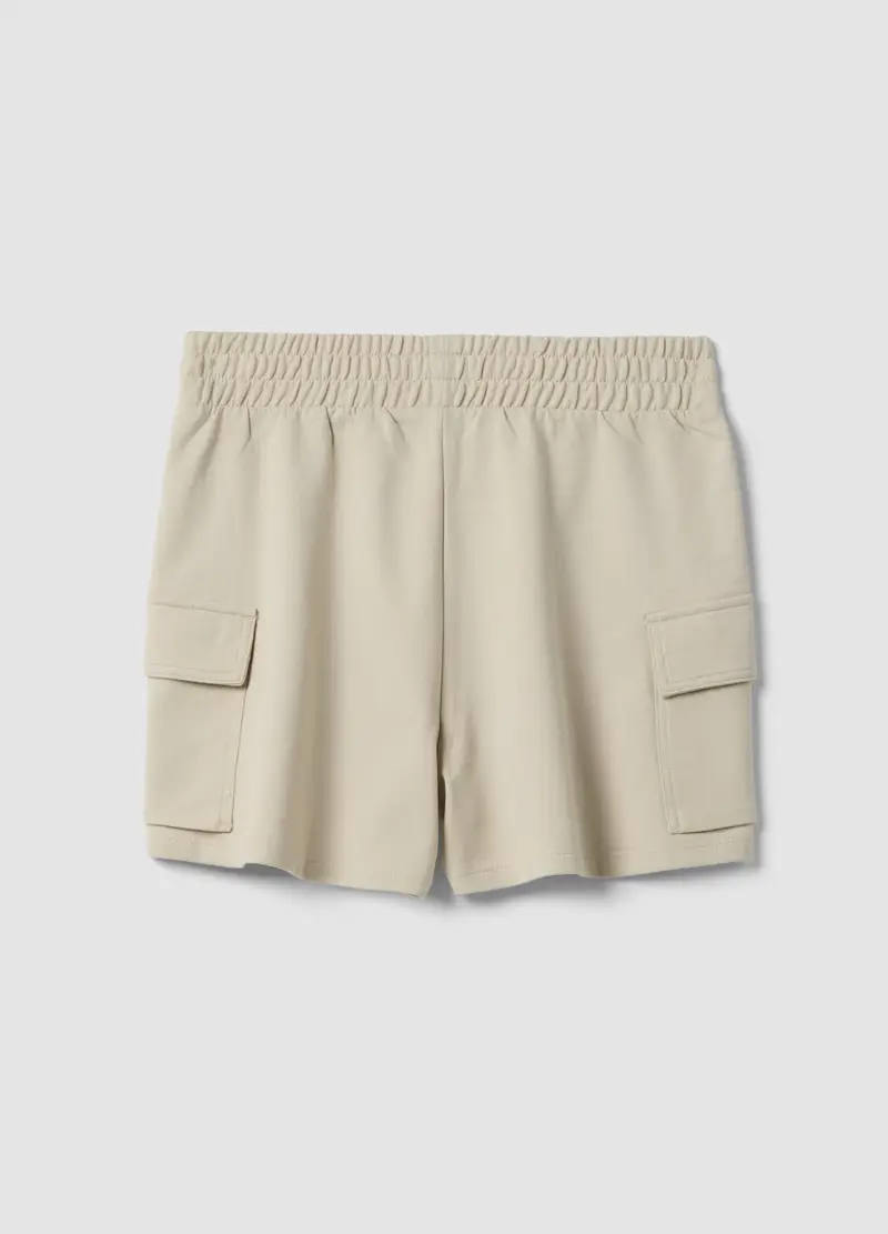 Shorts Cargo In Misto Cotone Beige Da Ragazza Relaxed Fit, Bambina, Beige miniatura 2