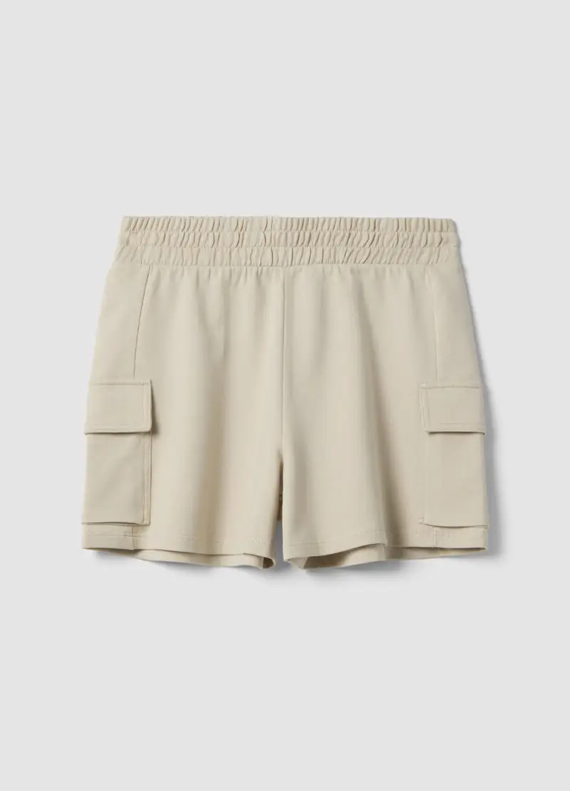 Shorts Cargo In Misto Cotone Beige Da Ragazza Relaxed Fit, Bambina, Beige
