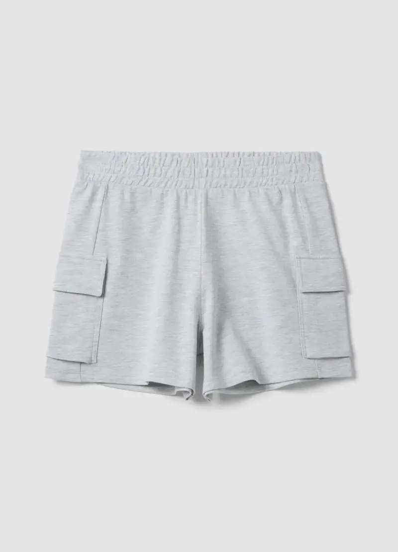 Shorts Cargo In Misto Cotone Grigio Da Ragazza Relaxed Fit, Bambina, Grigio