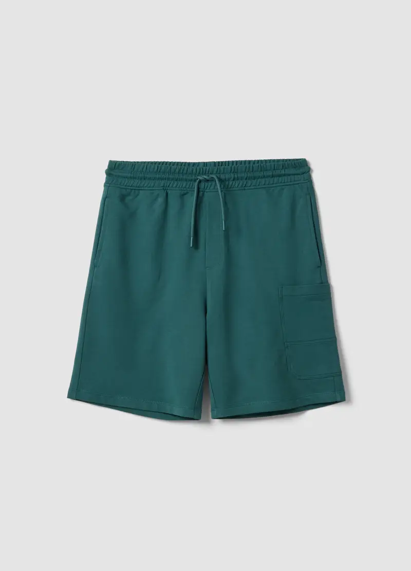 Shorts Cargo In Puro Cotone Verde Da Ragazzo Oversize Fit, Bambino, Verde