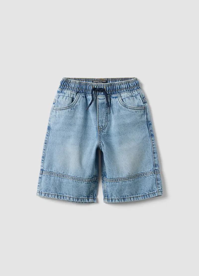 Shorts Denim Blu In Puro Cotone Da Bambino Regular Fit, Denim