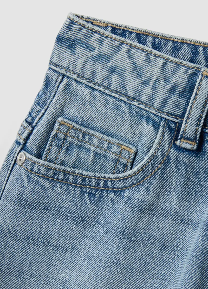 Shorts Denim Blu In Puro Cotone Da Bambino Regular Fit, Denim miniatura 3