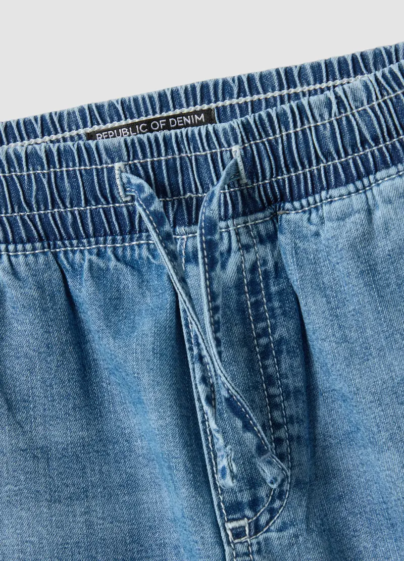 Shorts Denim Blu In Puro Cotone Da Bambino Straight Fit, Denim miniatura 3