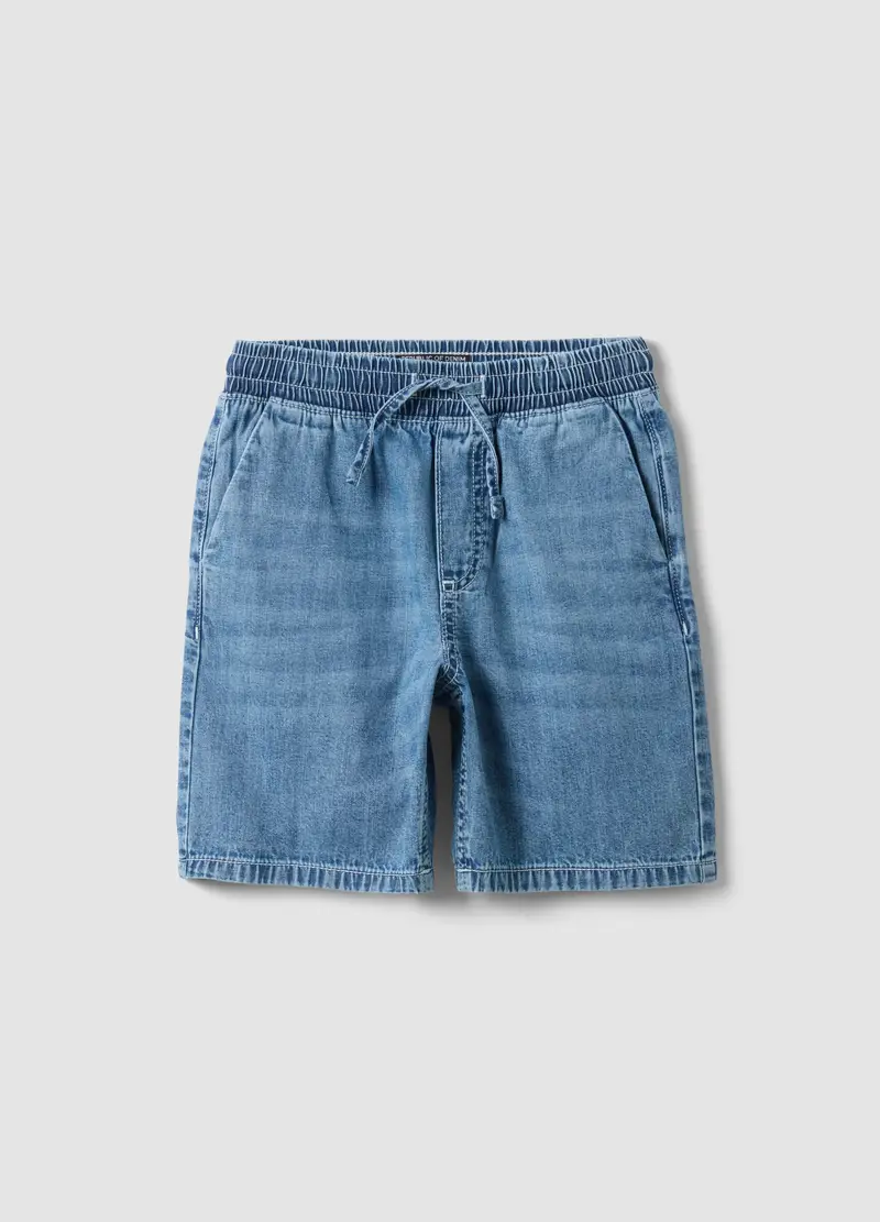 Shorts Denim Blu In Puro Cotone Da Bambino Straight Fit, Denim
