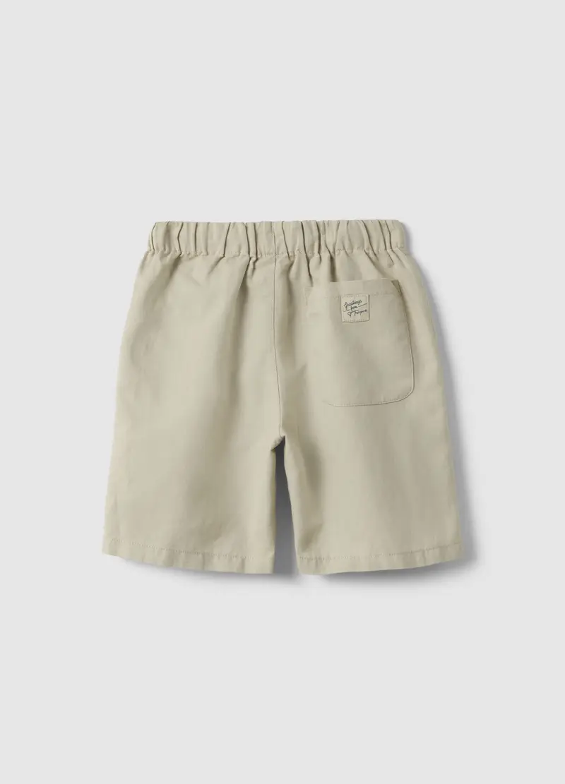 Shorts In Misto Lino Beige Da Bambino Oversize Fit, Beige miniatura 2