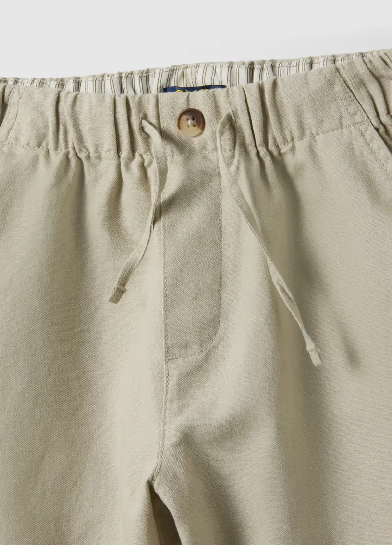 Shorts In Misto Lino Beige Da Bambino Oversize Fit, Beige miniatura 3