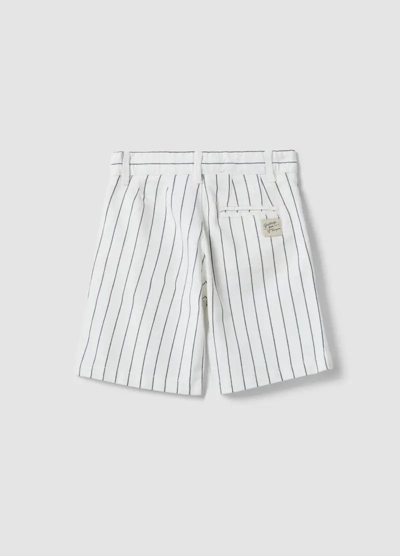 Shorts In Puro Cotone A Righe Multicolor Da Bambino Regular Fit, Multicolor miniatura 2
