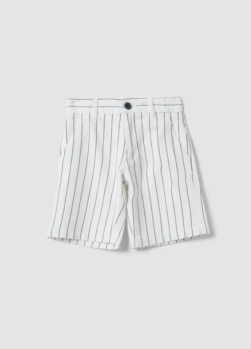 Shorts In Puro Cotone A Righe Multicolor Da Bambino Regular Fit, Multicolor