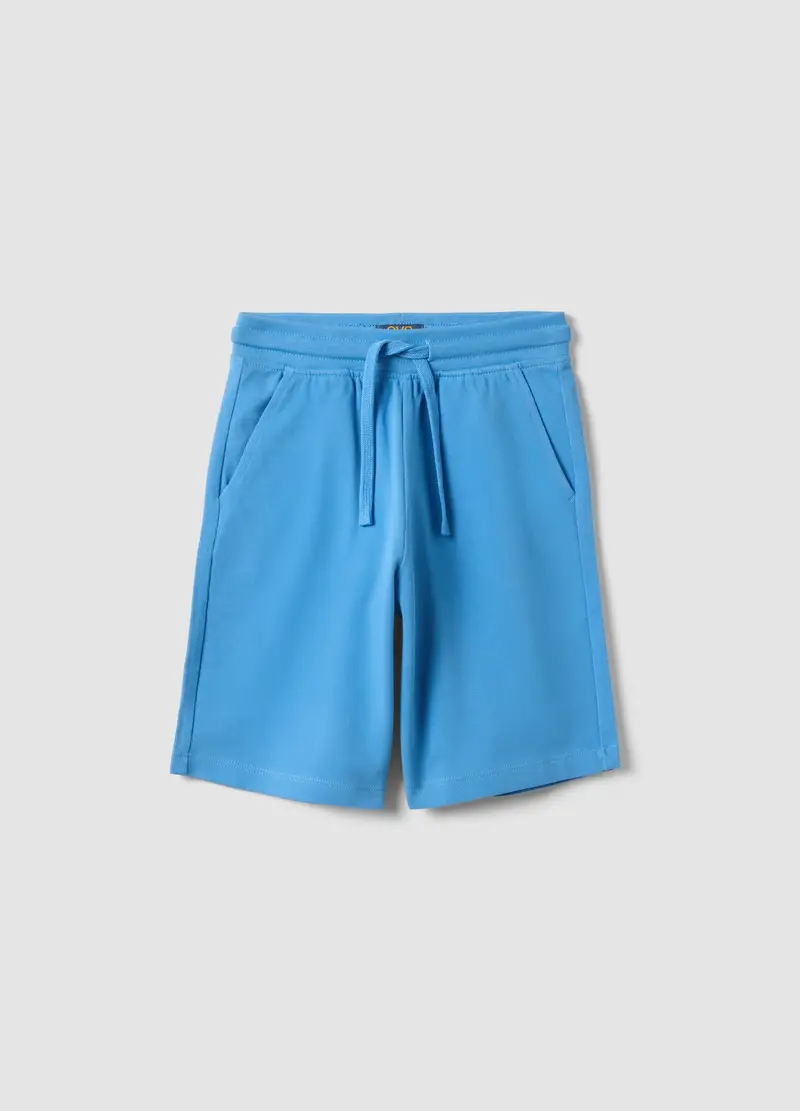 Shorts In Puro Cotone Azzurri Da Bambino Regular Fit, Azzurro