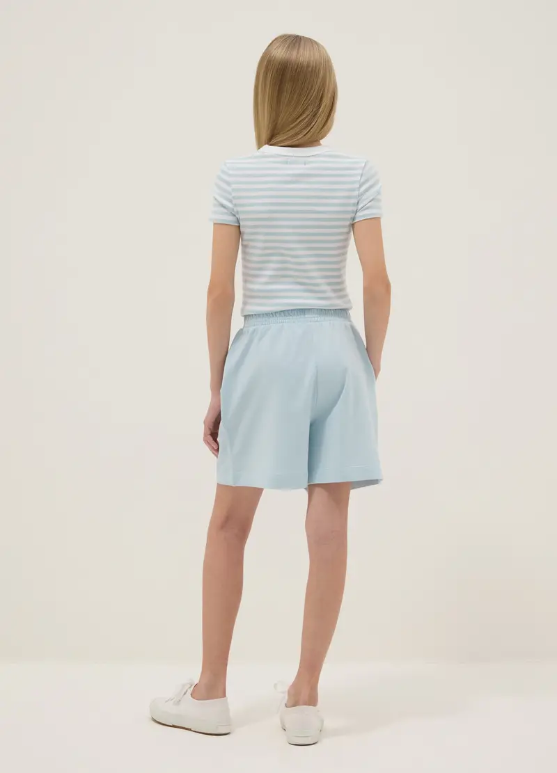 Shorts In Puro Cotone Azzurri Da Ragazza Oversize Fit, Bambina, Azzurro miniatura 2