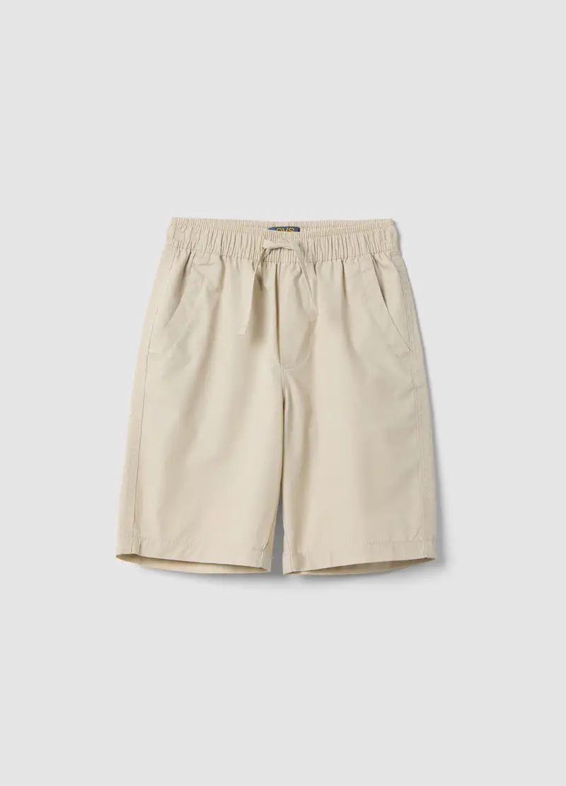 Shorts In Puro Cotone Beige Da Bambino Regular Fit, Beige