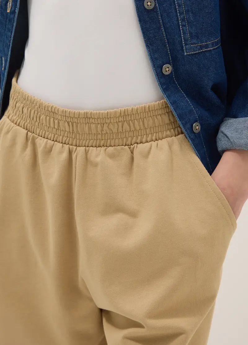 Shorts In Puro Cotone Beige Da Ragazza Oversize Fit, Bambina, Beige miniatura 3