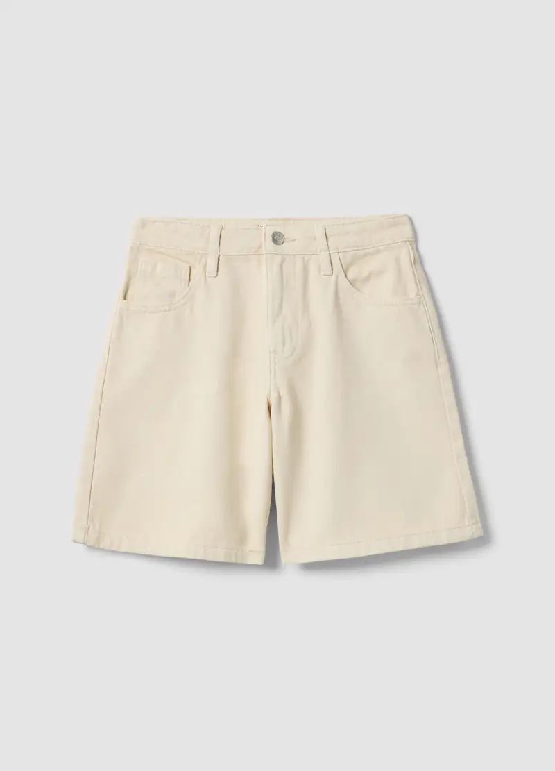 Shorts In Puro Cotone Beige Da Ragazza Regular Fit, Bambina, Beige