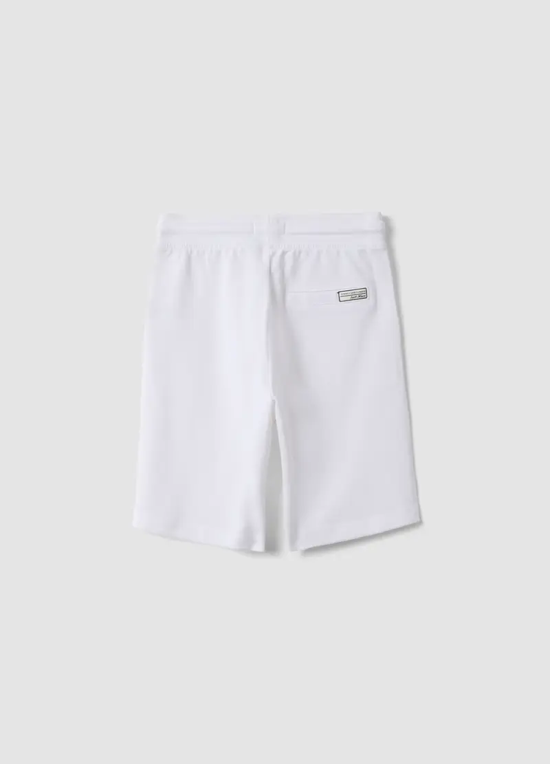 Shorts In Puro Cotone Bianchi Da Bambino Regular Fit, Bianco miniatura 2