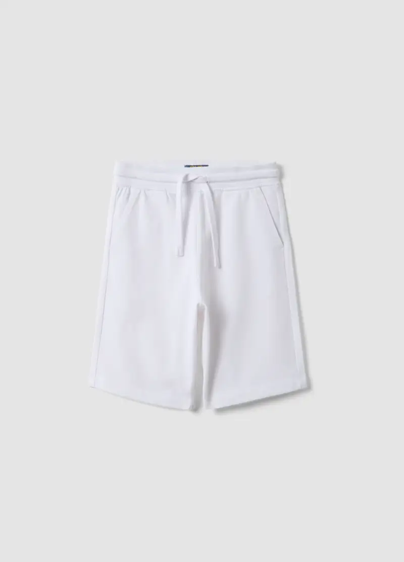Shorts In Puro Cotone Bianchi Da Bambino Regular Fit, Bianco