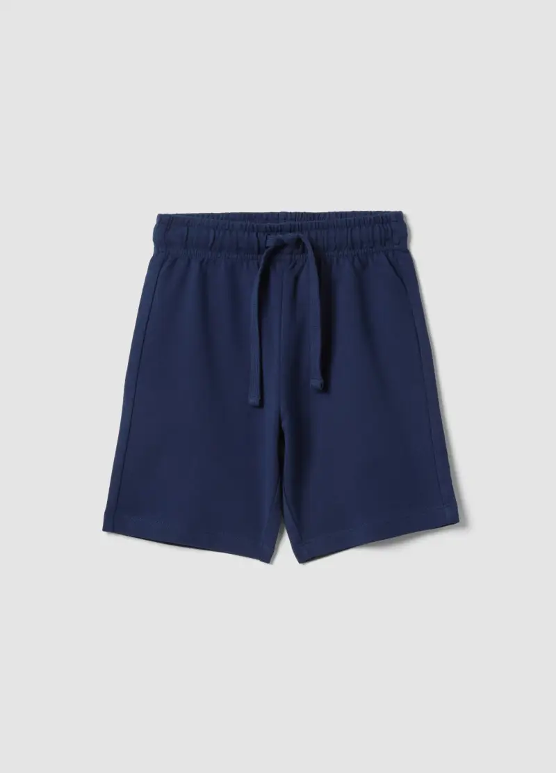 Shorts In Puro Cotone Blu Da Bambino Regular Fit, Blu
