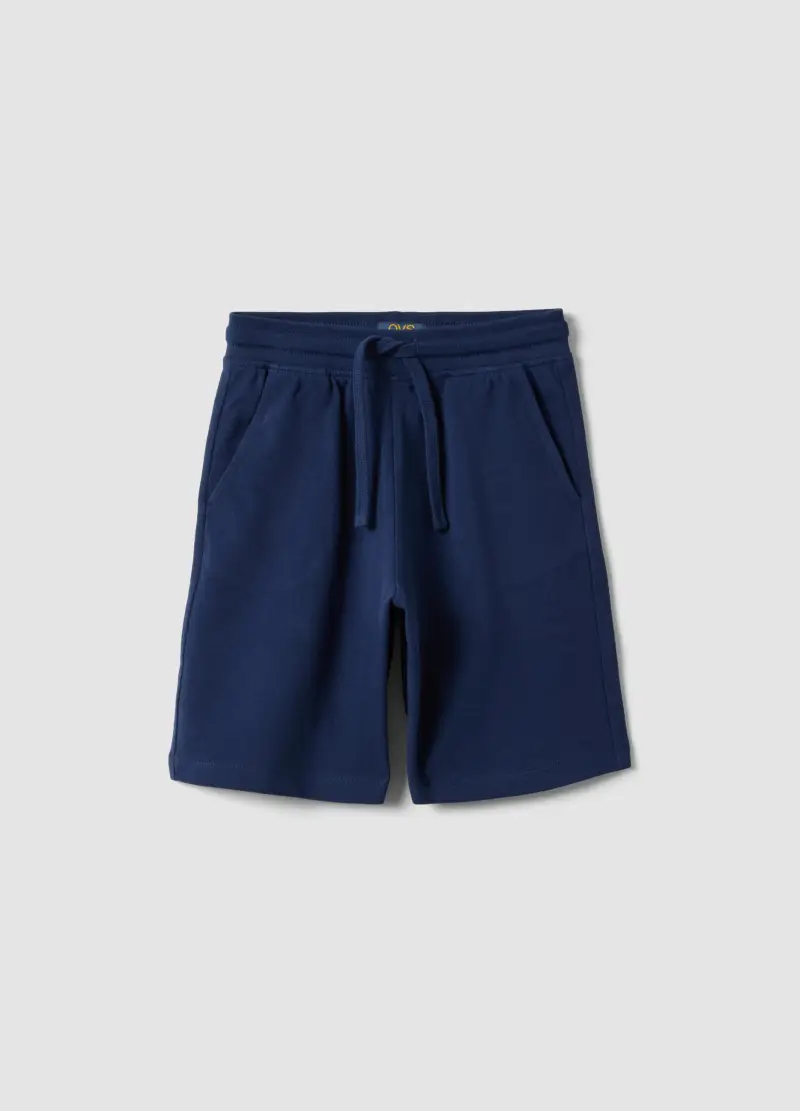 Shorts In Puro Cotone Blu Da Bambino Regular Fit, Blu