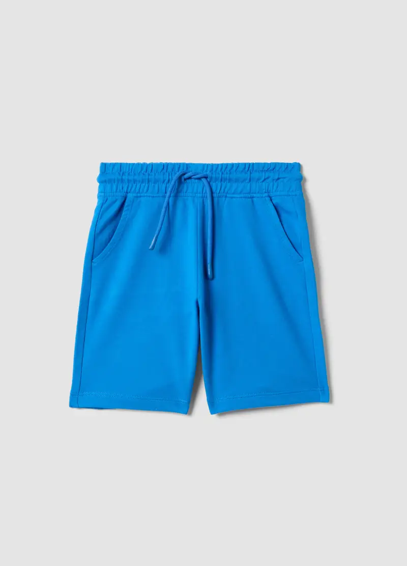 Shorts In Puro Cotone Blu Da Bambino Regular Fit, Blu