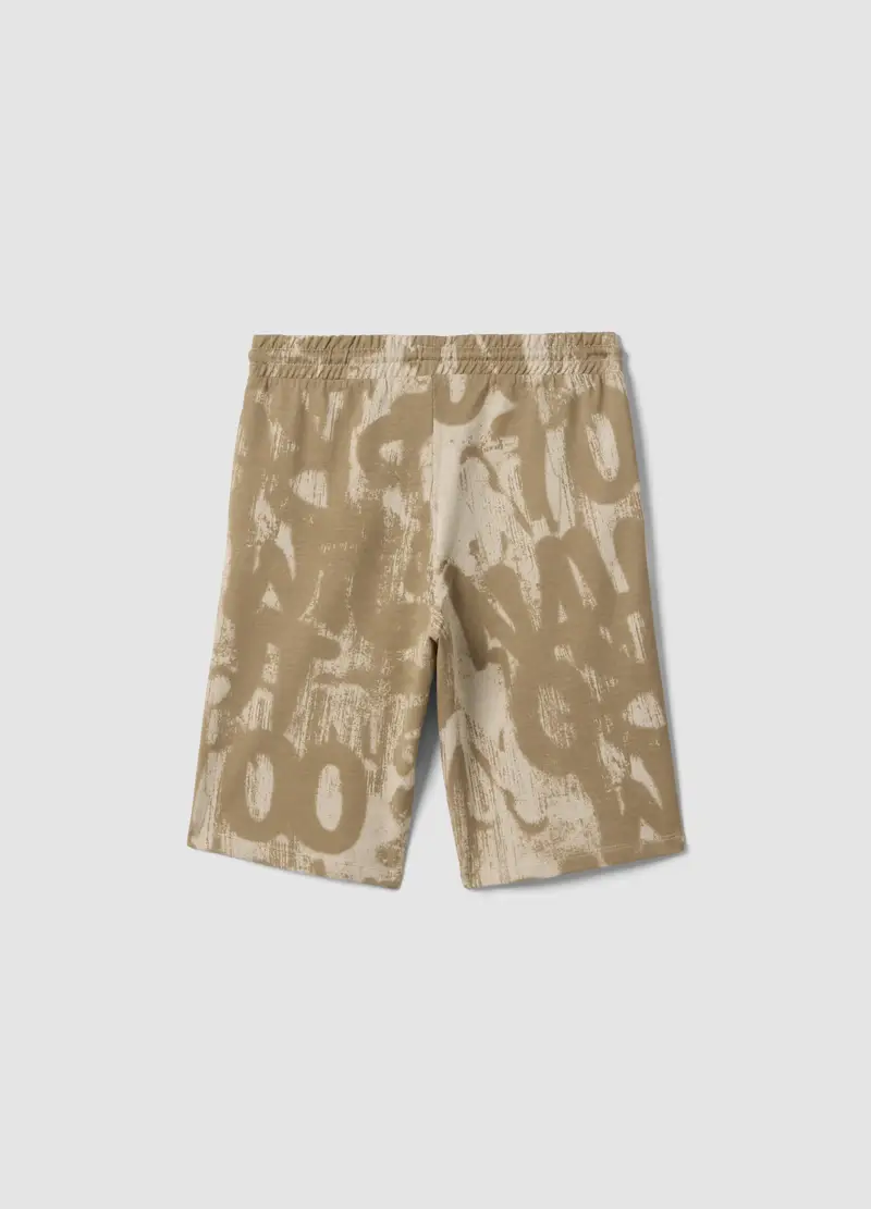 Shorts In Puro Cotone Con Stampa Beige Da Ragazzo Regular Fit, Bambino, Beige miniatura 2