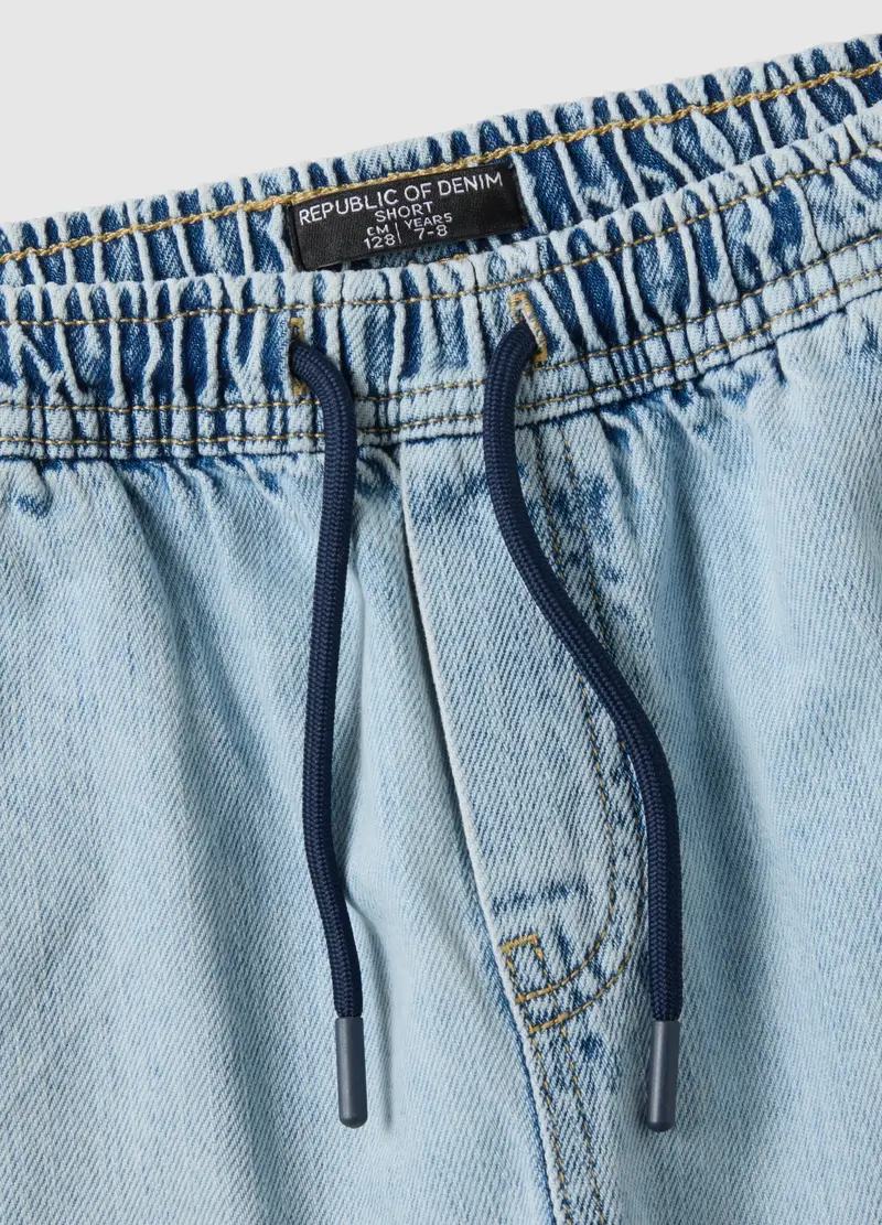 Shorts In Puro Cotone Denim Azzurro Da Bambino Wide Leg, Denim miniatura 3