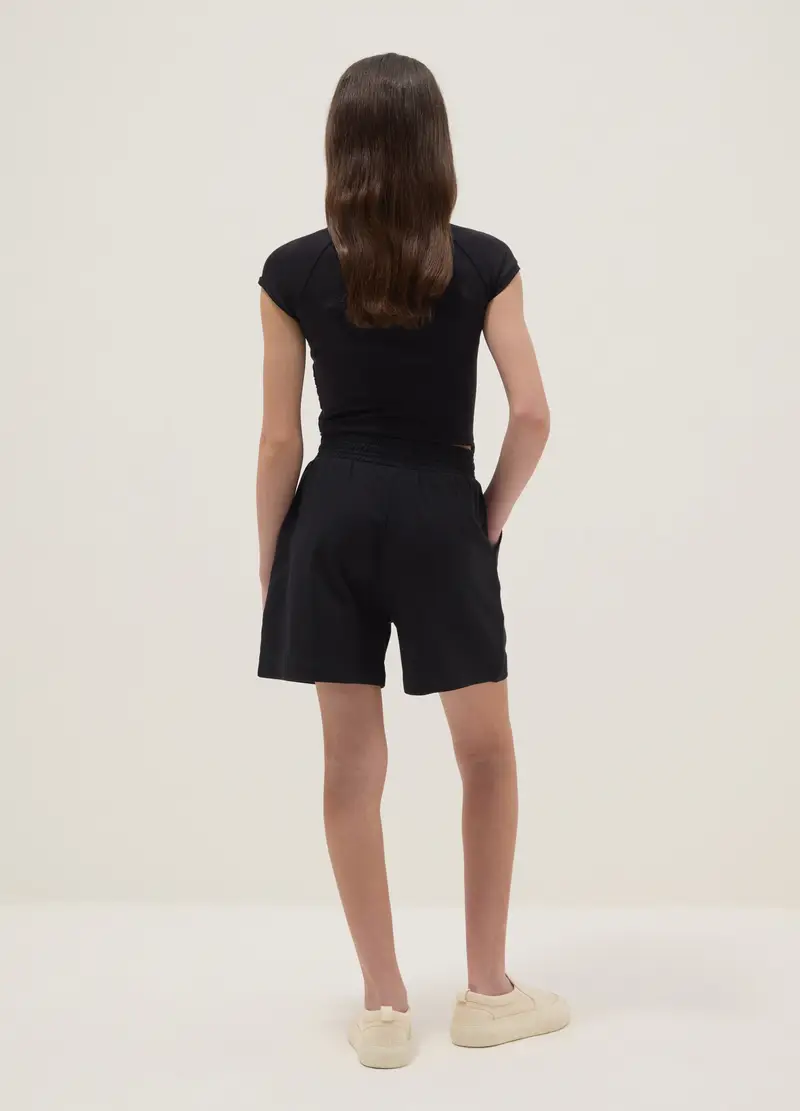 Shorts In Puro Cotone Nero Da Ragazza Oversize Fit, Bambina, Nero miniatura 2