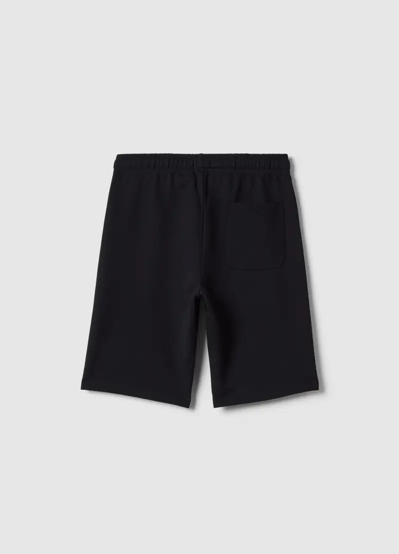 Shorts In Puro Cotone Nero Da Ragazzo Regular Fit, Bambino, Nero miniatura 2