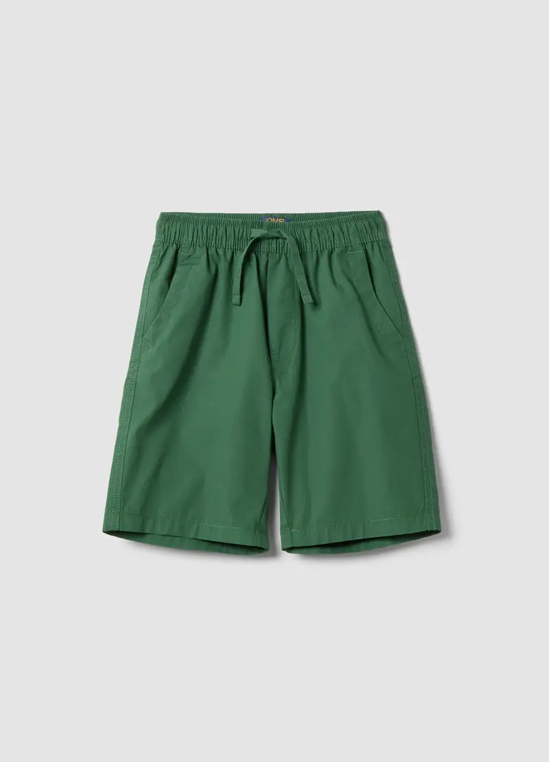 Shorts In Puro Cotone Verde Da Bambino Regular Fit, Verde