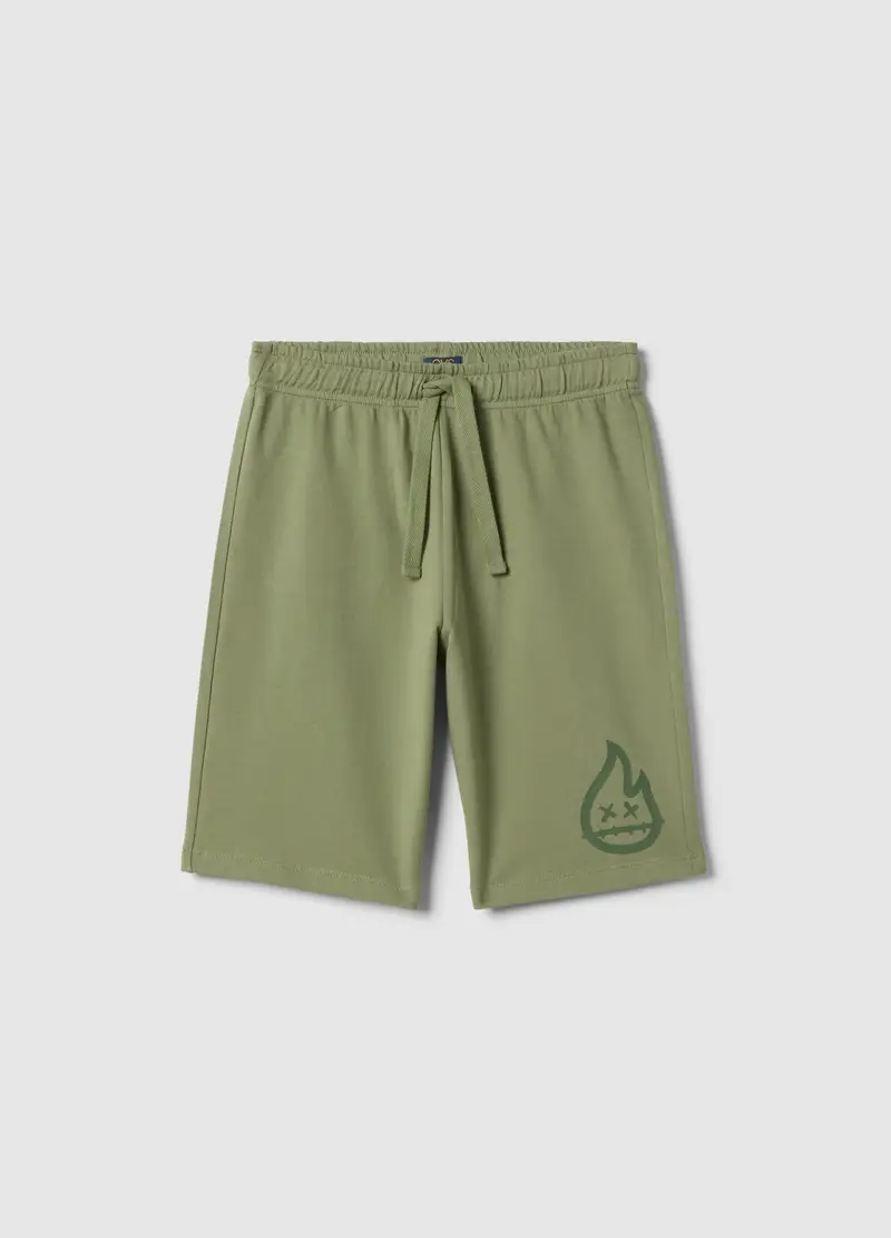 Shorts In Puro Cotone Verde Da Ragazzo Regular Fit, Bambino, Verde