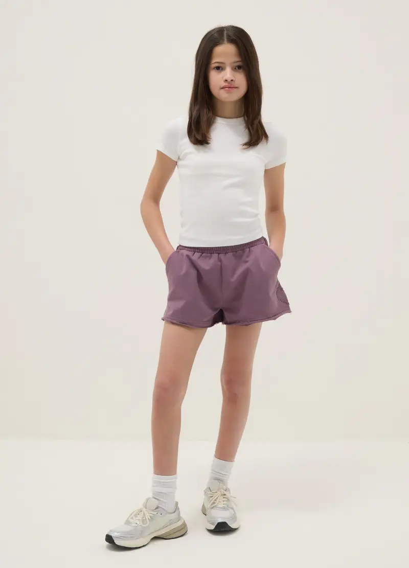 OVS KIDS Shorts In Puro Cotone Viola Da Ragazza Relaxed Fit, Bambina, Viola