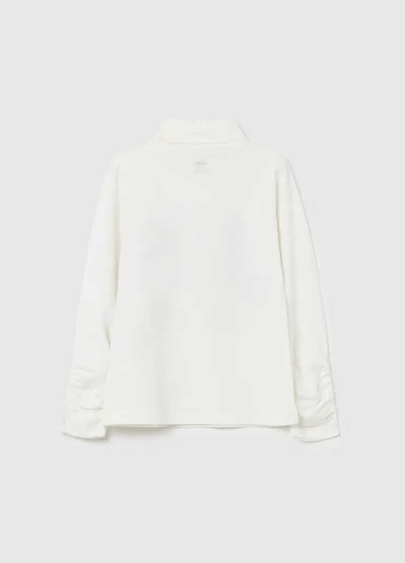 T-shirt A Collo Alto Stampa Minnie E Topolino, Bambina, Bianco miniatura 2