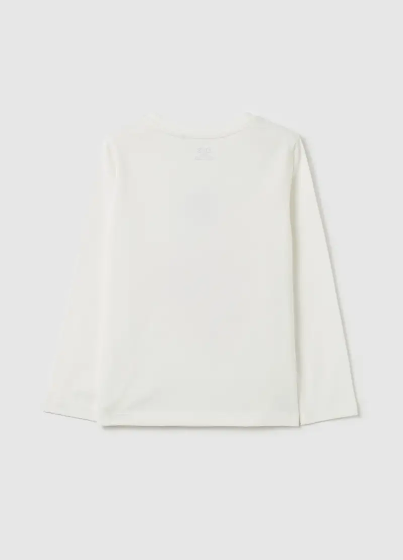 T-shirt A Maniche Lunghe Con Stampa Glitter, Bambina, Bianco miniatura 2