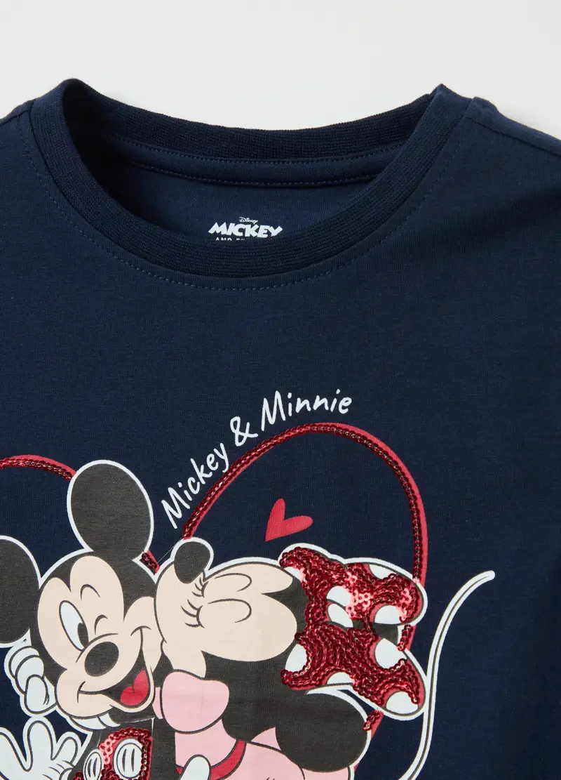 T-shirt Con Stampa Minnie E Topolino, Bambina, Blu miniatura 3