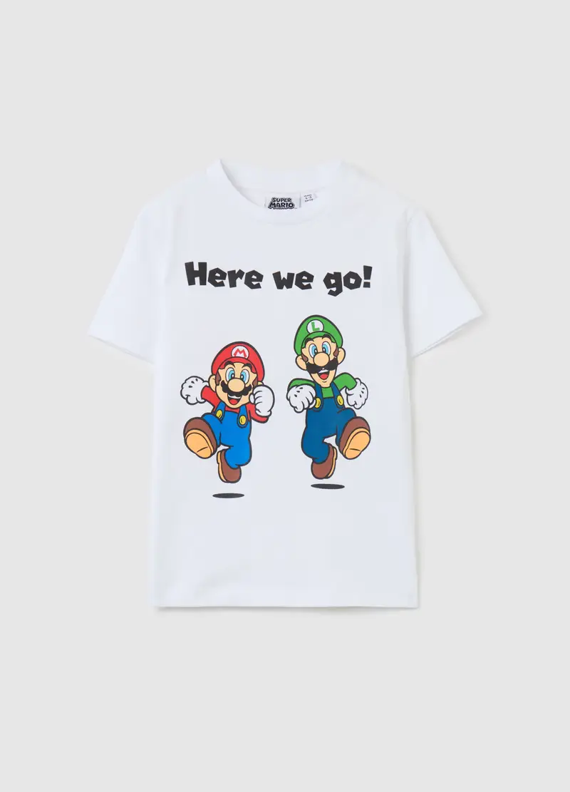 T-shirt In Cotone Con Stampa Super Mario™, Bambino, Bianco