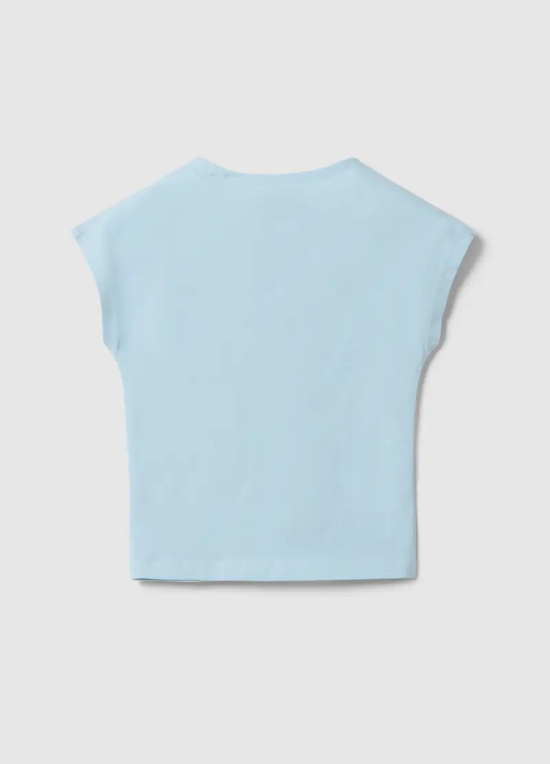 T-shirt In Cotone Elasticizzato Azzurra Da Ragazza Slim Fit, Bambina, Azzurro miniatura 2