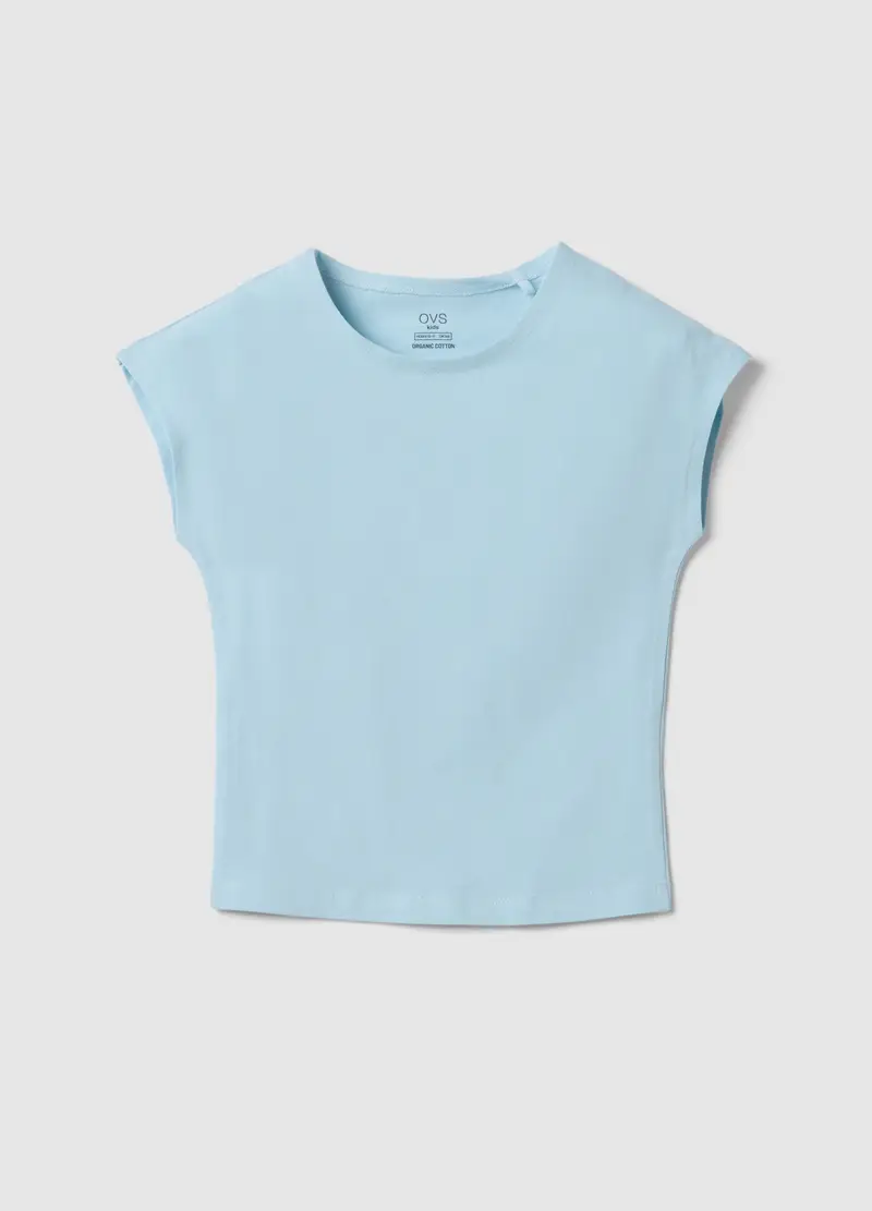 T-shirt In Cotone Elasticizzato Azzurra Da Ragazza Slim Fit, Bambina, Azzurro