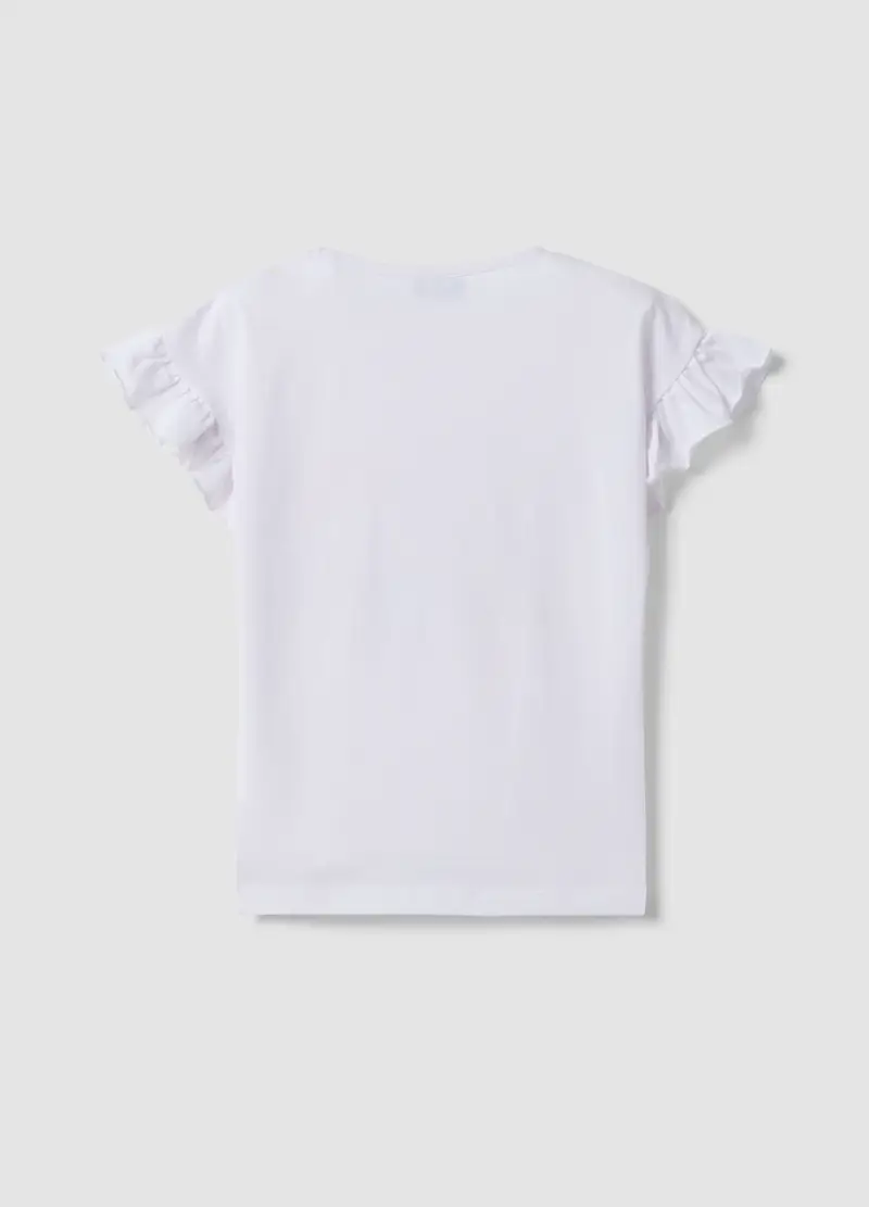 T-shirt In Cotone Elasticizzato Bianco Da Bambina Con Hello Kitty, Bianco miniatura 2