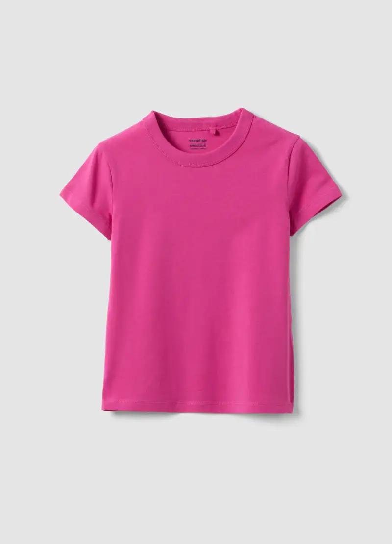 T-shirt In Cotone Elasticizzato Rosa Da Ragazza Regular Fit, Bambina, Rosa