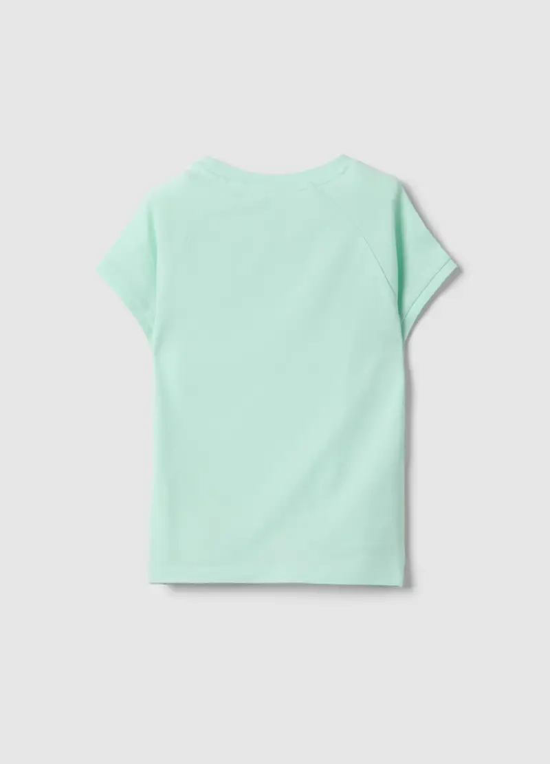T-shirt In Cotone Elasticizzato Verde Da Ragazza Slim Fit, Bambina, Verde miniatura 2