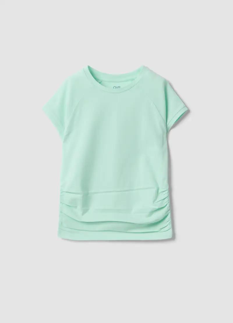 T-shirt In Cotone Elasticizzato Verde Da Ragazza Slim Fit, Bambina, Verde