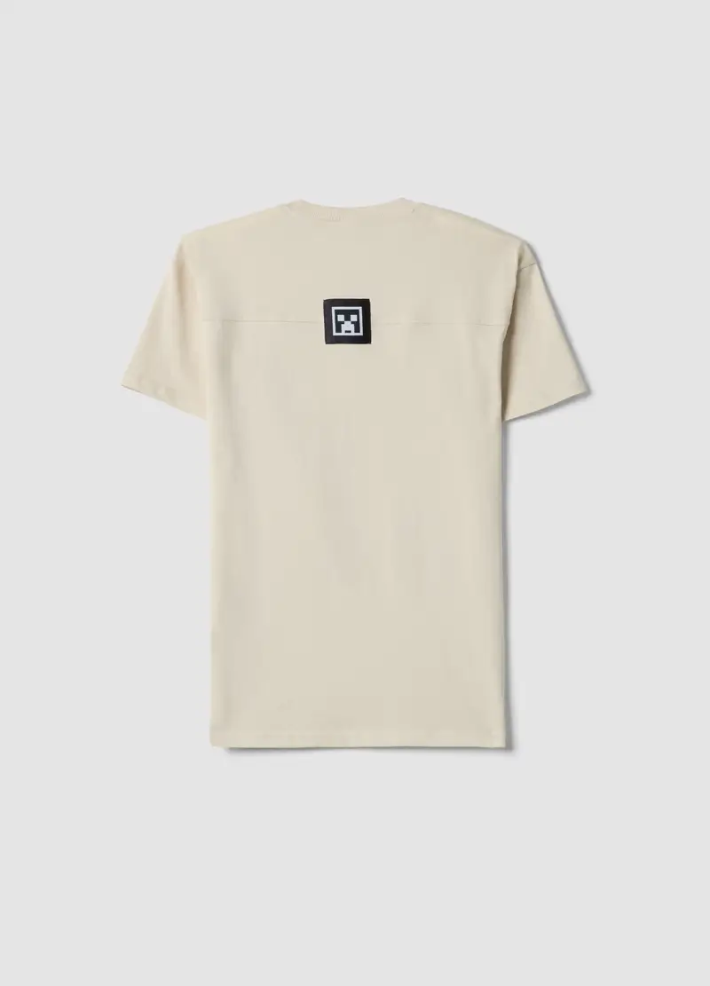 T-shirt In Puro Cotone Beige Da Ragazzo Relaxed Fit Con Stampa, Bambino, Beige miniatura 2