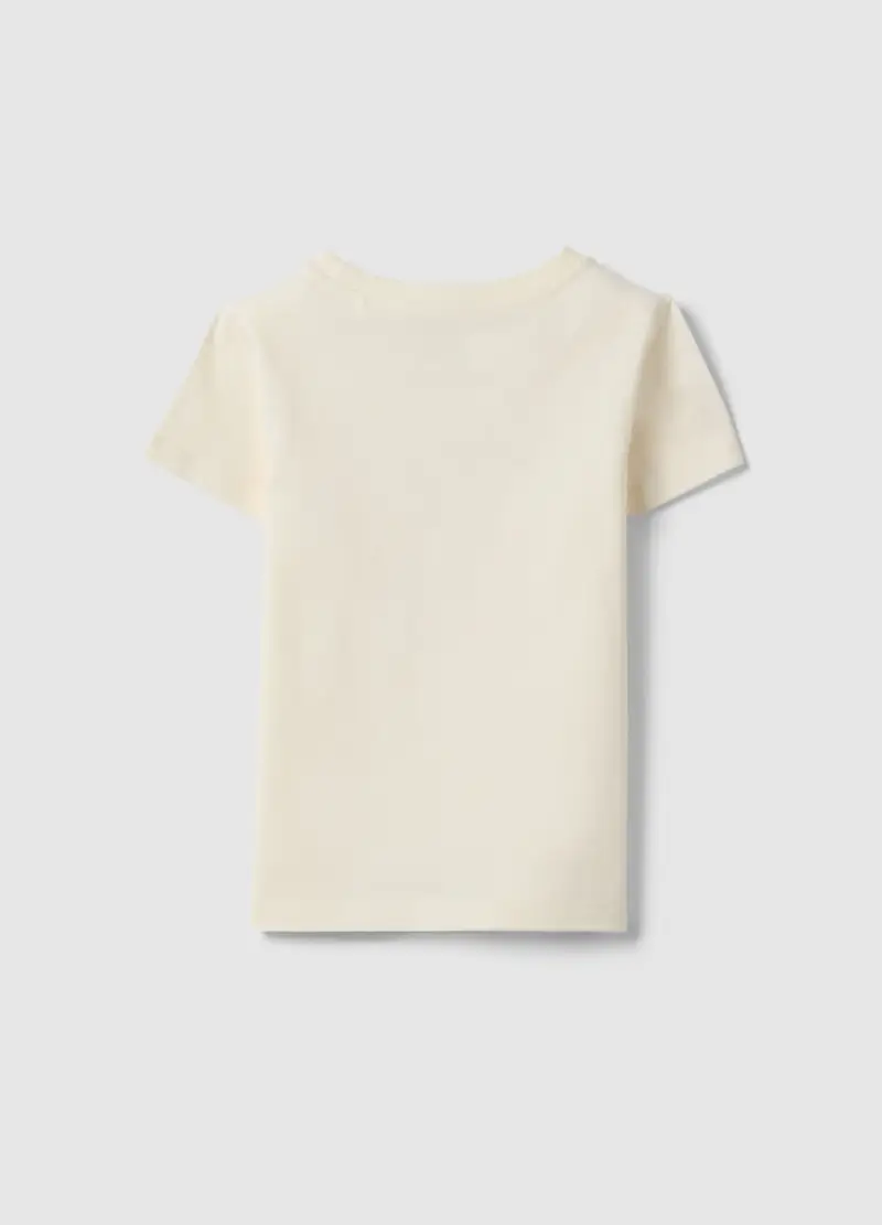 T-shirt In Puro Cotone Beige Regular Fit Con Stampa Per Bambina, Beige miniatura 2