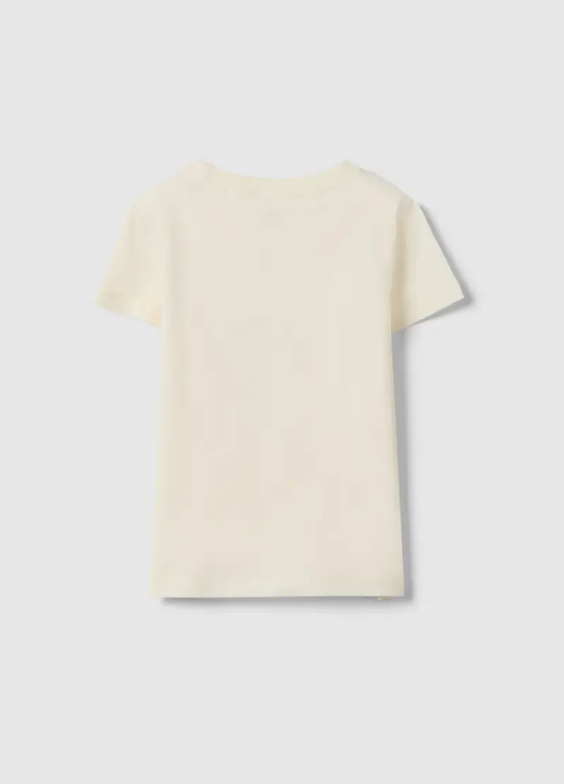 T-shirt In Puro Cotone Beige Regular Fit Con Stampa Per Bambina, Beige miniatura 2