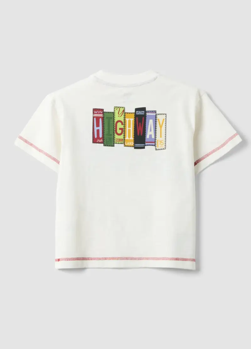T-shirt In Puro Cotone Bianca Da Bambina Oversize Fit Con Stampa, Bambino, Bianco miniatura 2
