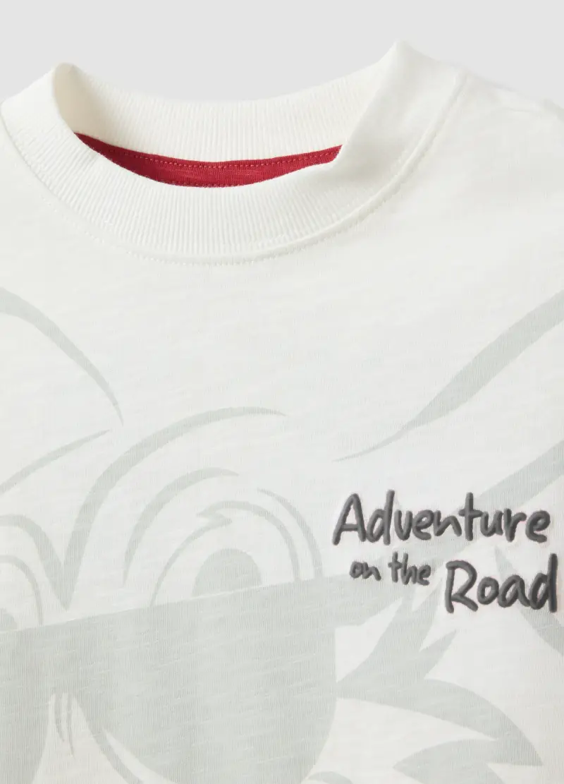 T-shirt In Puro Cotone Bianca Da Bambina Oversize Fit Con Stampa, Bambino, Bianco miniatura 3