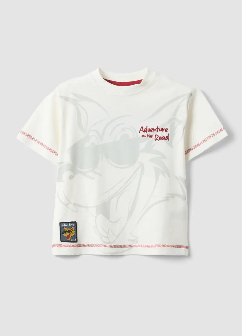 T-shirt In Puro Cotone Bianca Da Bambina Oversize Fit Con Stampa, Bambino, Bianco