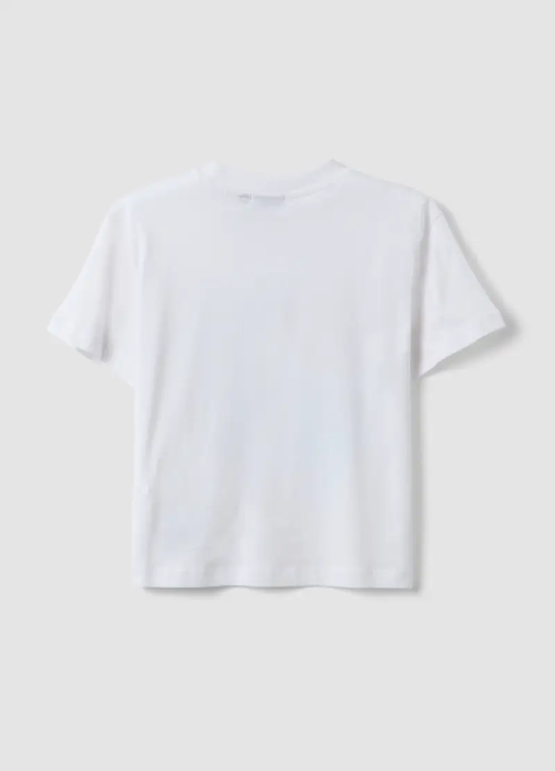 T-shirt In Puro Cotone Bianca Da Bambino Oversize Fit Con Stampa, Bianco miniatura 2