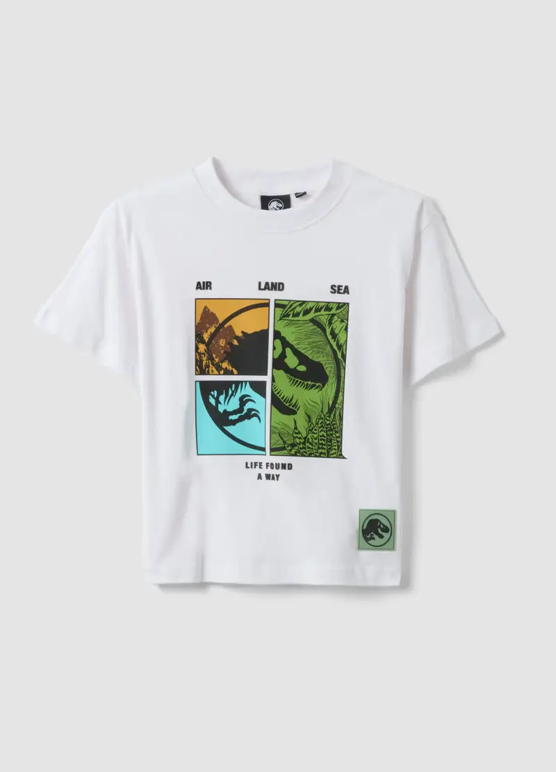 T-shirt In Puro Cotone Bianca Da Bambino Oversize Fit Con Stampa, Bianco